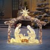 Angel Sar 6FT Nativity Scene Garden Decoration, Brown Roof with 190 LED Lights, Jesus Mary Joseph Figures, Outdoor Christmas Display - 2 of 4
