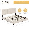 Twin Size Bed Frame with Headboard Adjustable, Linen Upholstered Twin Platform Bed with Headboard - 2 of 4
