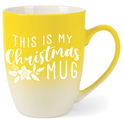 Elanze Designs This Is My Christmas Mug Two Toned Ombre Matte Yellow and White 12 ounce Ceramic Stoneware Coffee Cup Mug