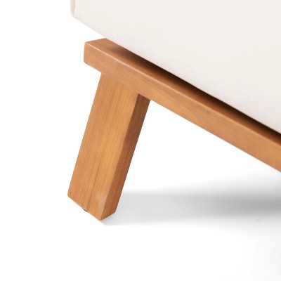 Teak Finish Beige Acacia Wood Loveseat and Coffee Table Set