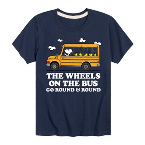 Boys' - Peanuts - Snoopy and Woodstock The Wheels On The Bus Short Sleeve Graphic T-Shirt - 1 of 4