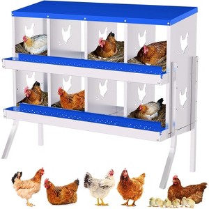 Garvee 8/10-Hole Metal Chicken Nesting Box with Perch, Roll-Away Egg Design, Wall Mount or Freestanding, Heavy-Duty Galvanized Steel - 1 of 4