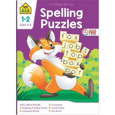 School Zone Spelling Puzzles Grades 1-2 Workbook - (Paperback)