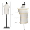 VINGLI Male Mannequin Torso with Wooden/Metal Stand, Adjustable Height Male Dress Form Body for Clothing Display and Sewing (Metal Base) - 2 of 4