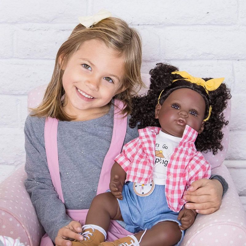 Adora Realistic Black Baby Doll Happy Camper Toddler Doll - 20 inch, Soft CuddleMe Vinyl, Black hair, Brown eyes, 2 of 10