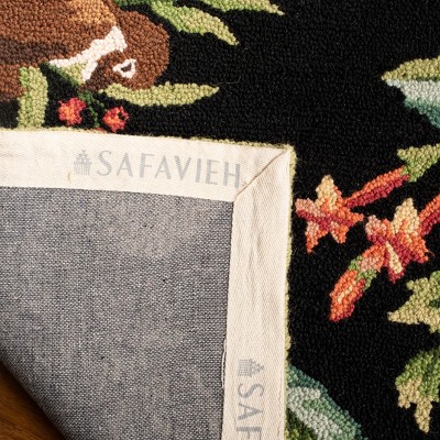 Handmade Black Wool Boho-Chic Rectangle Runner