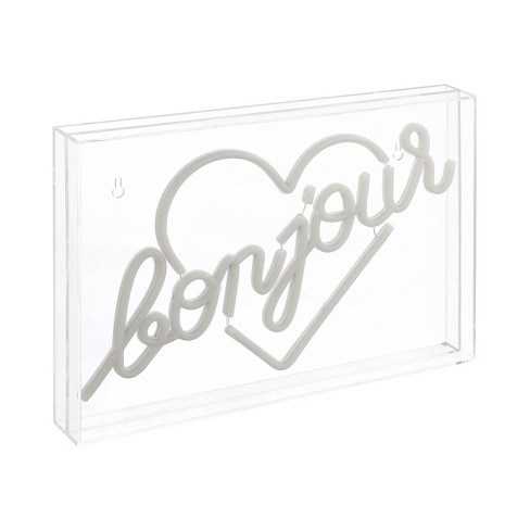 15 X 10.3 Bonjour Heart Contemporary Glam Acrylic Box Usb Operated Led  Neon Light Yellow - Jonathan Y : Target