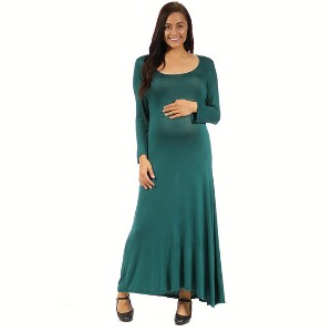 Maternity Long Sleeve Maxi Dress - 24seven Comfort Apparel™ - 1 of 4