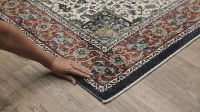 Navy and Multi Persian Inspired Rectangular Synthetic Rug 5'3" x 7'6"