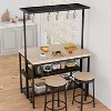 47 Inch Kitchen Island with Power Outlet 3 Tier Storage Baker Rack Microwave Stand Oven Shelf 5 Hooks Natural Oak Finish - 4 of 4