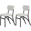 Grey Dining Room Chairs Set of 4, Boucle Fabric Stools with Metal Legs, Backrest and Upholstered Seat Cushion - 4 of 4