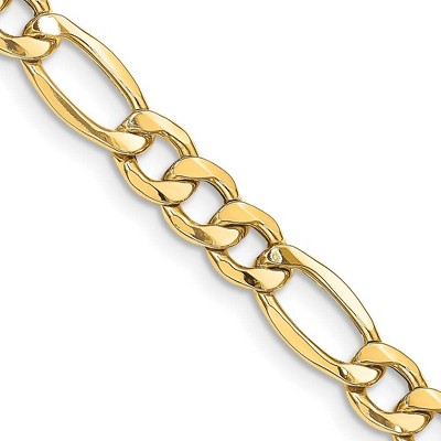 Black Bow Jewelry Men's 8.5mm 14K Yellow Gold Hollow Figaro Chain Necklace