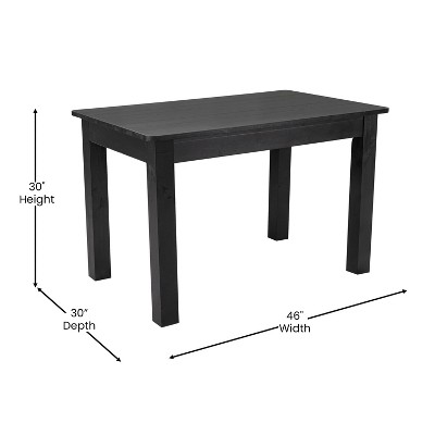 Black Rectangular Solid Pine Farmhouse Dining Table