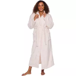 Silver Lilly Womens Luxury Sherpa Robe  - Light Tan,  Large/X Large