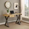 Royal Hampton Aluminum Patchwork Rectangular Desk with X Trestle Base, Gold and Black - 2 of 4