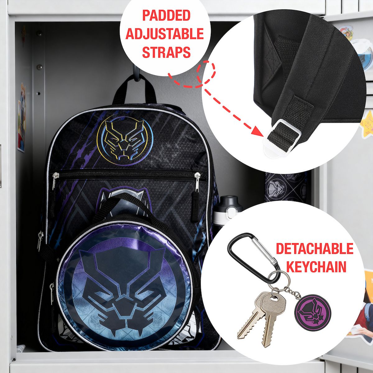 Marvel Comics Black Panther 5-Piece Backpack Set - thumbnail 4