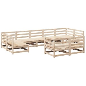 vidaXL Garden Sofa Set Natural Wood Solid Pine Wood 9-Piece Set Modular - Natural Pine Without Cushion - 1 of 4