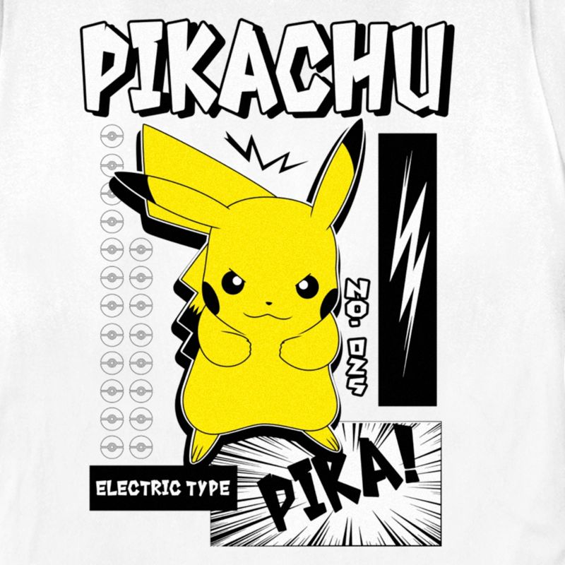 Boy's Pokemon Black and White Electric Type Pikachu T-Shirt, 2 of 5