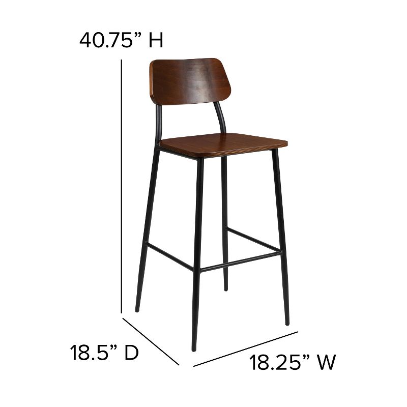 Emma and Oliver Industrial Barstool with Gunmetal Steel Frame and Rustic Wood Seat, 6 of 14
