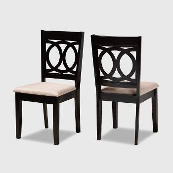 2pc Lenoir Upholstered Wood Dining Chair Set - Baxton Studio