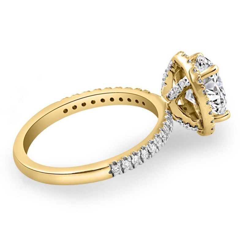 Pompeii3 Certified 1.50Ct Oval Diamond Halo Engagement Ring Yellow Gold - Size 7, 2 of 6