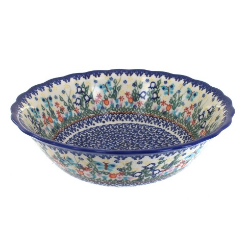 Blue Rose Polish Pottery Garden Of Eden Large Serving Bowl : Target