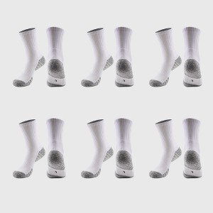 Anna-Kaci Men's Crew Athletic Socks 6pk with Accents - White - 1 of 4
