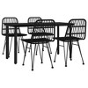 vidaXL Garden Dining Set Black Steel, Polyethylene, Tempered Glass Medium - 55.1" Table Length Black 4 Items - 3 of 4