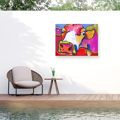 Pat Saunders-White Fuschia Strata Outdoor Canvas Art