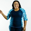 Calypsa Women's Plus Size Loose Fit 3/4 Sleeve Rash Guard UPF 50+ Margaux Swim Top - 4 of 4