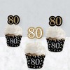 Big Dot of Happiness Adult 80th Birthday - Gold - Cupcake Decoration - Birthday Party Cupcake Wrappers and Treat Picks Kit - Set of 24 - 3 of 4