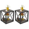 Modern Industrial End Table - Rustic Wood Grain MDF & Tempered Glass, 3-Tier Nightstand for Bedroom, Living Room - 2 of 4