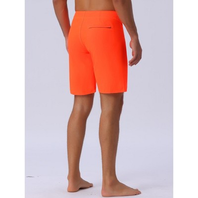 INSPIRE CHIC Men's Summer Lightweight Solid Color Drawstring Long Board Shorts 28 Orange — фото 3