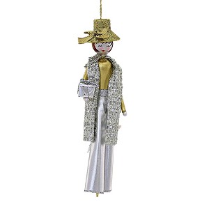 Italian Ornaments 6.0 Inch Millicent In Silver And Gold Diva Shopping Ladies Style 5Th Avenue Tree Ornaments - 1 of 3