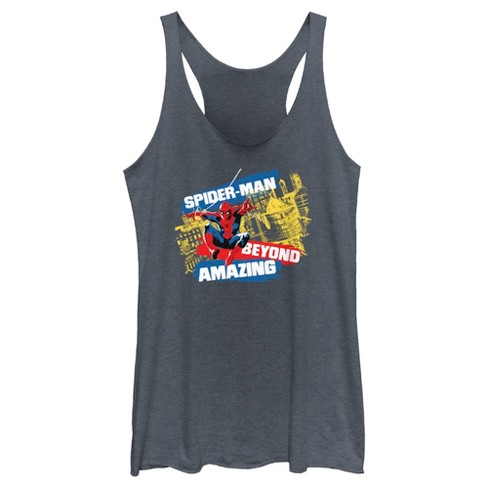 Marvel Classic Top Canotta Racerback Donna - Spider-Man Gamerverse, Rosso Heather, Taglia Large - 2