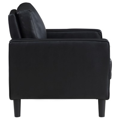 Ruth Black Faux Leather Transitional Accent Chair