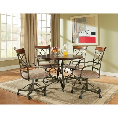Carter Round Dining Table Metal/Cherry - Powell Company, Brown