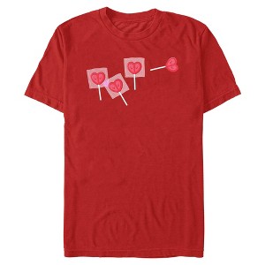 Men's Marvel: Deadpool Lollipop Hearts T-Shirt - 1 of 4