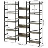 Triple Wide 5 Tier Bookshelf, Industrial Large Bookshelf with 4 Open Display Shelves, Tall Rustic Bookcase for Bedroom Office - 3 of 4