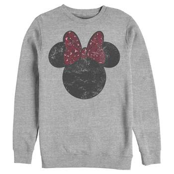 Men's Mickey & Friends Minnie Mouse Distressed Leopard Bow Sweatshirt