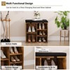 Shoe Storage Bench with Cushion, 20" Cubby Seat Shoe Cabinet, Cubby Seat Shoe Cabinet with 3-Tier Adjustable Shelf for Living Room Hallway - 4 of 4