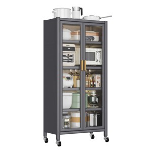 SEVOBAL Utility Storage Cabinets Floor-Ceiling Kitchen with Open Doors, Ideal for Storing Bowls, Utensils, Daily Essentials, Gray, 15.75"*2.36"*67.32" - 1 of 4