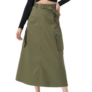 INSPIRE CHIC Women's Midi Trendy Y2K Zip High Waisted Straight Long Skirt - 1 of 4