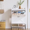 Wooden 2-Drawer Shoe Cabinet - Narrow Entryway Organizer, Freestanding Storage w/Dry-Wet Separation - 3 of 4