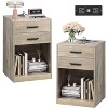 GALAXHERO Nightstand Set of 2 with Charging Station, Modern Bedside Tables with 2 Drawers, Wood End Tables for Bedroom or Living Room - 2 of 4