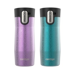 Contigo AUTOSEAL West Loop Vacuum-Insulated Stainless Steel Travel Mug with Easy-Clean Lid, 16 oz, Crystal Pansy & Crystal Juniper, 2-Pack - 1 of 4