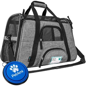 PetAmi Airline Approved Pet Carrier for Cat Dog, Soft Sided Travel Supplies Accessories, Ventilated Carrying Bag Kitten Puppy - 1 of 4