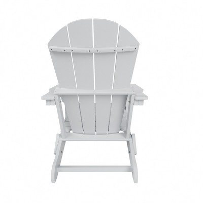 White HDPE Outdoor Folding Adirondack Chair with Wide Armrests