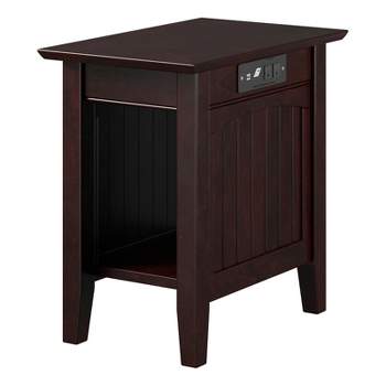 AFI Nantucket 14" Solid Wood End Table with Built-In Charger in Espresso