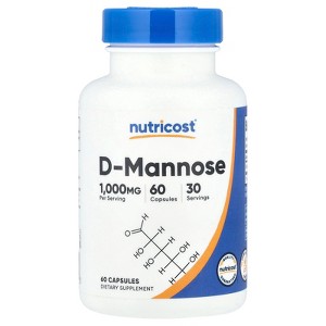 Nutricost D-Mannose, 1,000 mg, 60 Capsules (500 mg per Capsule) - 1 of 2